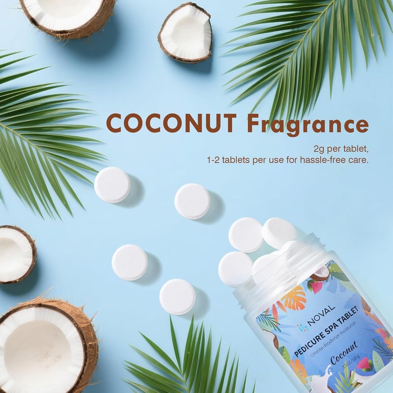 NOVAL Pedicure Spa Tablet - Fast Dissolving, Gentle & Portable Foot Soak for Softening Calluses & Hydrating Skin, Tiny Travel Size, Coconut Scent - Image 3